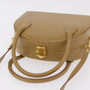 FENDI Hand Bag Leather 2way Beige Gold Auth ka6408-6