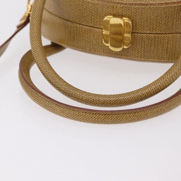 FENDI Hand Bag Leather 2way Beige Gold Auth ka6408