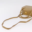 FENDI Hand Bag Leather 2way Beige Gold Auth ka6408-9