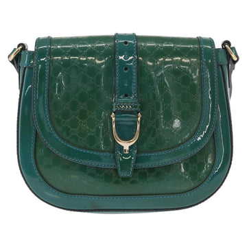 GUCCI Micro GG Canvas Shoulder Bag Enamel Outlet Turquoise Blue Gold Auth ka641 - 0