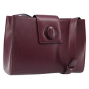 CARTIER Must Line Shoulder Bag Leather Bordeaux Gold Auth ka6410-1