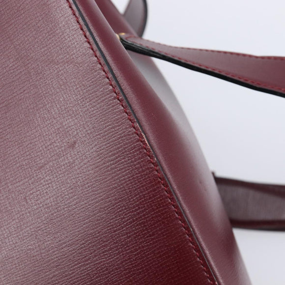 CARTIER Must Line Shoulder Bag Leather Bordeaux Gold Auth ka6410