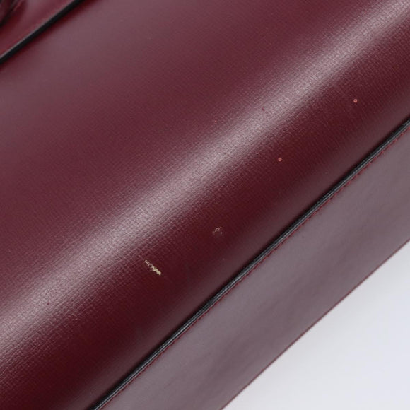 CARTIER Must Line Shoulder Bag Leather Bordeaux Gold Auth ka6410