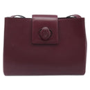 CARTIER Must Line Shoulder Bag Leather Bordeaux Gold Auth ka6410-13