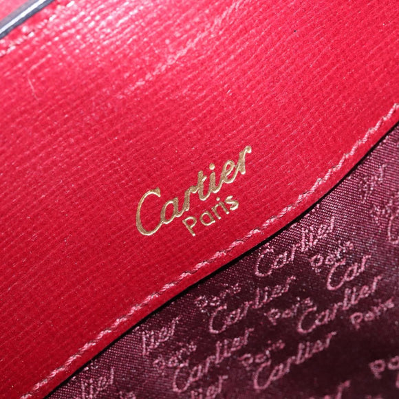 CARTIER Must Line Shoulder Bag Leather Bordeaux Gold Auth ka6410