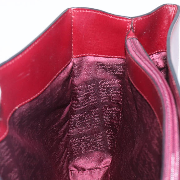 CARTIER Must Line Shoulder Bag Leather Bordeaux Gold Auth ka6410