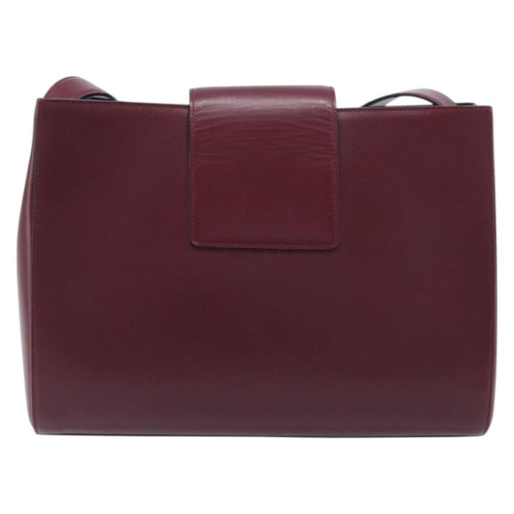 CARTIER Must Line Shoulder Bag Leather Bordeaux Gold Auth ka6410