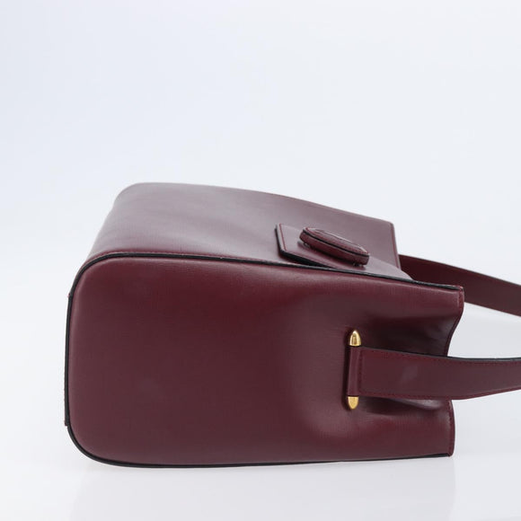 CARTIER Must Line Shoulder Bag Leather Bordeaux Gold Auth ka6410