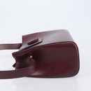 CARTIER Must Line Shoulder Bag Leather Bordeaux Gold Auth ka6410-4