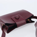 CARTIER Must Line Shoulder Bag Leather Bordeaux Gold Auth ka6410-7