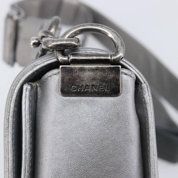 CHANEL Boy Chanel Matelasse Chain Bag Lamb Skin Red Gold CC Auth ka6411M