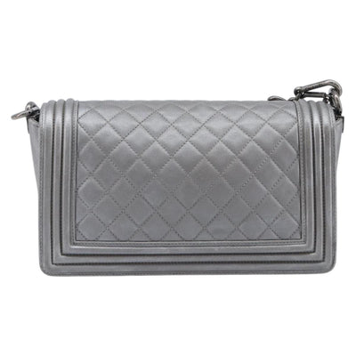 CHANEL Boy Chanel Matelasse Chain Bag Lamb Skin Red Gold CC Auth ka6411M - 0