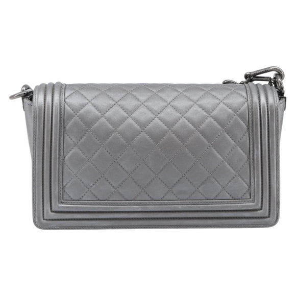 CHANEL Boy Chanel Matelasse Chain Bag Lamb Skin Red Gold CC Auth ka6411M