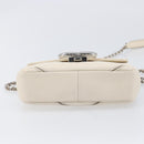 CHANEL Macro Chevron Small Flap Bag Caviar Skin White Silver CC Auth ka6412V-5