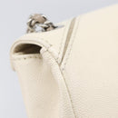 CHANEL Macro Chevron Small Flap Bag Caviar Skin White Silver CC Auth ka6412V-9