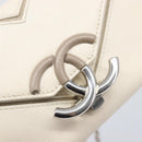 CHANEL Macro Chevron Small Flap Bag Caviar Skin White Silver CC Auth ka6412V-22