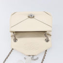 CHANEL Macro Chevron Small Flap Bag Caviar Skin White Silver CC Auth ka6412V-23
