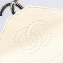 CHANEL Macro Chevron Small Flap Bag Caviar Skin White Silver CC Auth ka6412V-24