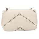 CHANEL Macro Chevron Small Flap Bag Caviar Skin White Silver CC Auth ka6412V-2