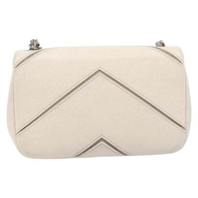 CHANEL Macro Chevron Small Flap Bag Caviar Skin White Silver CC Auth ka6412V - 0
