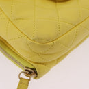 CHANEL Matelasse Chain Shoulder Bag Lamb Skin Yellow Gold CC Auth ka6413M-16