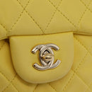 CHANEL Matelasse Chain Shoulder Bag Lamb Skin Yellow Gold CC Auth ka6413M-20
