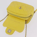 CHANEL Matelasse Chain Shoulder Bag Lamb Skin Yellow Gold CC Auth ka6413M-22