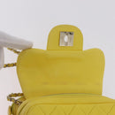 CHANEL Matelasse Chain Shoulder Bag Lamb Skin Yellow Gold CC Auth ka6413M-23