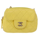 CHANEL Matelasse Chain Shoulder Bag Lamb Skin Yellow Gold CC Auth ka6413M-13