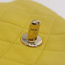 CHANEL Matelasse Chain Shoulder Bag Lamb Skin Yellow Gold CC Auth ka6413M-27