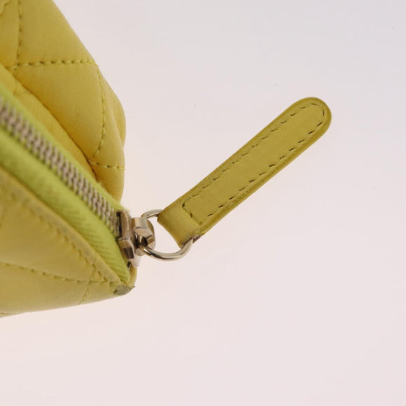 CHANEL Matelasse Chain Shoulder Bag Lamb Skin Yellow Gold CC Auth ka6413M