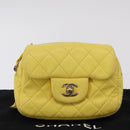 CHANEL Matelasse Chain Shoulder Bag Lamb Skin Yellow Gold CC Auth ka6413M-12