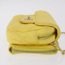 CHANEL Matelasse Chain Shoulder Bag Lamb Skin Yellow Gold CC Auth ka6413M-4