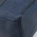 FENDI Zucchino Canvas Hand Bag PVC Navy Gold Auth ka6414-10