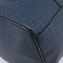 FENDI Zucchino Canvas Hand Bag PVC Navy Gold Auth ka6414-13