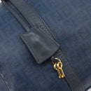 FENDI Zucchino Canvas Hand Bag PVC Navy Gold Auth ka6414-16