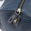 FENDI Zucchino Canvas Hand Bag PVC Navy Gold Auth ka6414-17