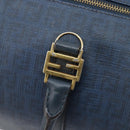 FENDI Zucchino Canvas Hand Bag PVC Navy Gold Auth ka6414-18