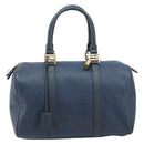 FENDI Zucchino Canvas Hand Bag PVC Navy Gold Auth ka6414-2