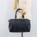 FENDI Zucchino Canvas Hand Bag PVC Navy Gold Auth ka6414-25