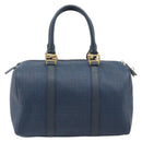 FENDI Zucchino Canvas Hand Bag PVC Navy Gold Auth ka6414-3