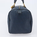 FENDI Zucchino Canvas Hand Bag PVC Navy Gold Auth ka6414-4