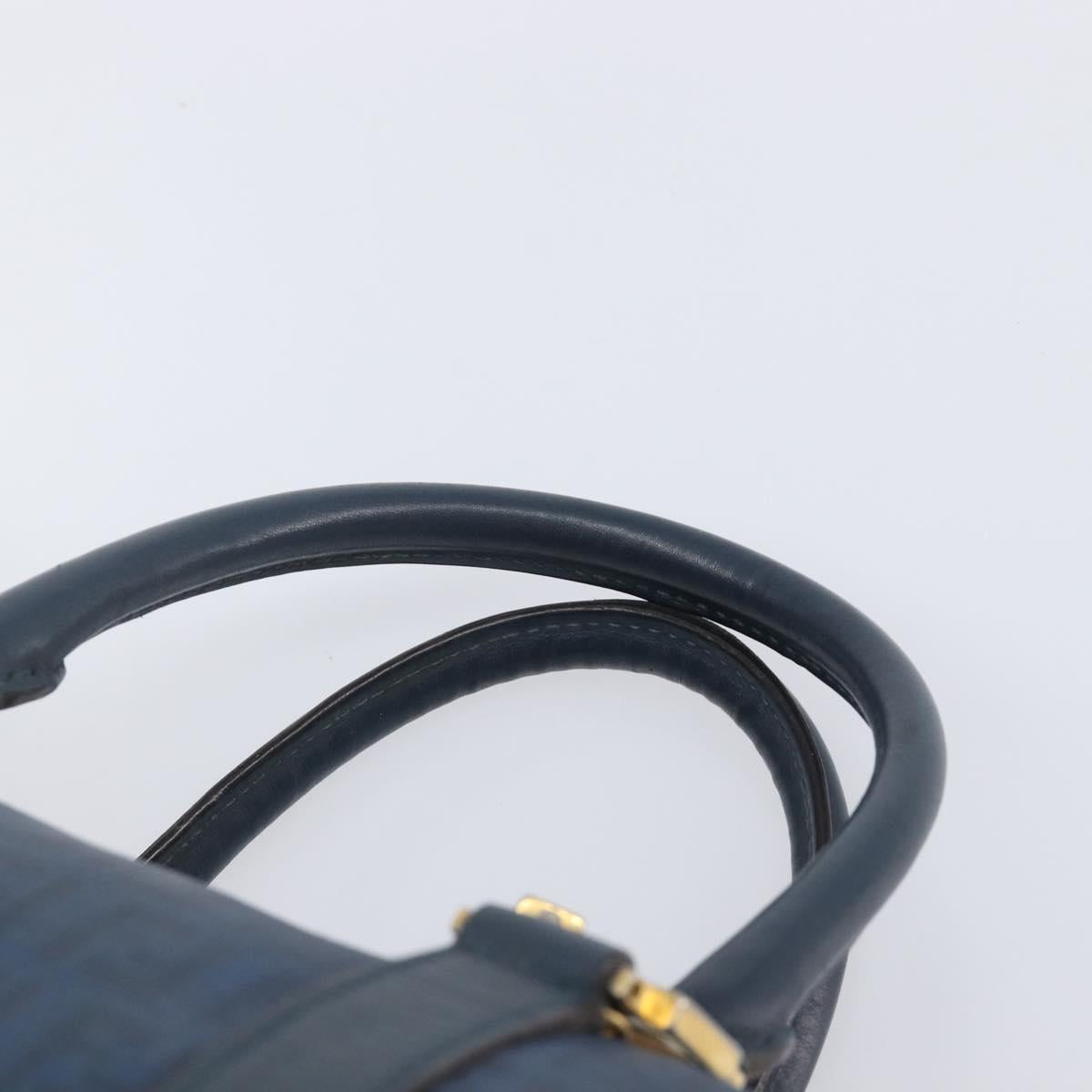FENDI Zucchino Canvas Hand Bag PVC Navy Gold Auth ka6414 | Brand