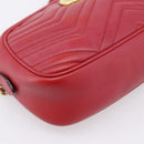 GUCCI GG Marmont Shoulder Bag Leather Red Gold 447632 Auth ka6415-12