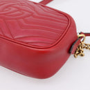 GUCCI GG Marmont Shoulder Bag Leather Red Gold 447632 Auth ka6415-13