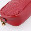 GUCCI GG Marmont Shoulder Bag Leather Red Gold 447632 Auth ka6415-14