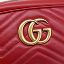 GUCCI GG Marmont Shoulder Bag Leather Red Gold 447632 Auth ka6415-16