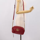 GUCCI GG Marmont Shoulder Bag Leather Red Gold 447632 Auth ka6415-24