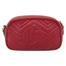GUCCI GG Marmont Shoulder Bag Leather Red Gold 447632 Auth ka6415-3