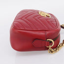 GUCCI GG Marmont Shoulder Bag Leather Red Gold 447632 Auth ka6415-5